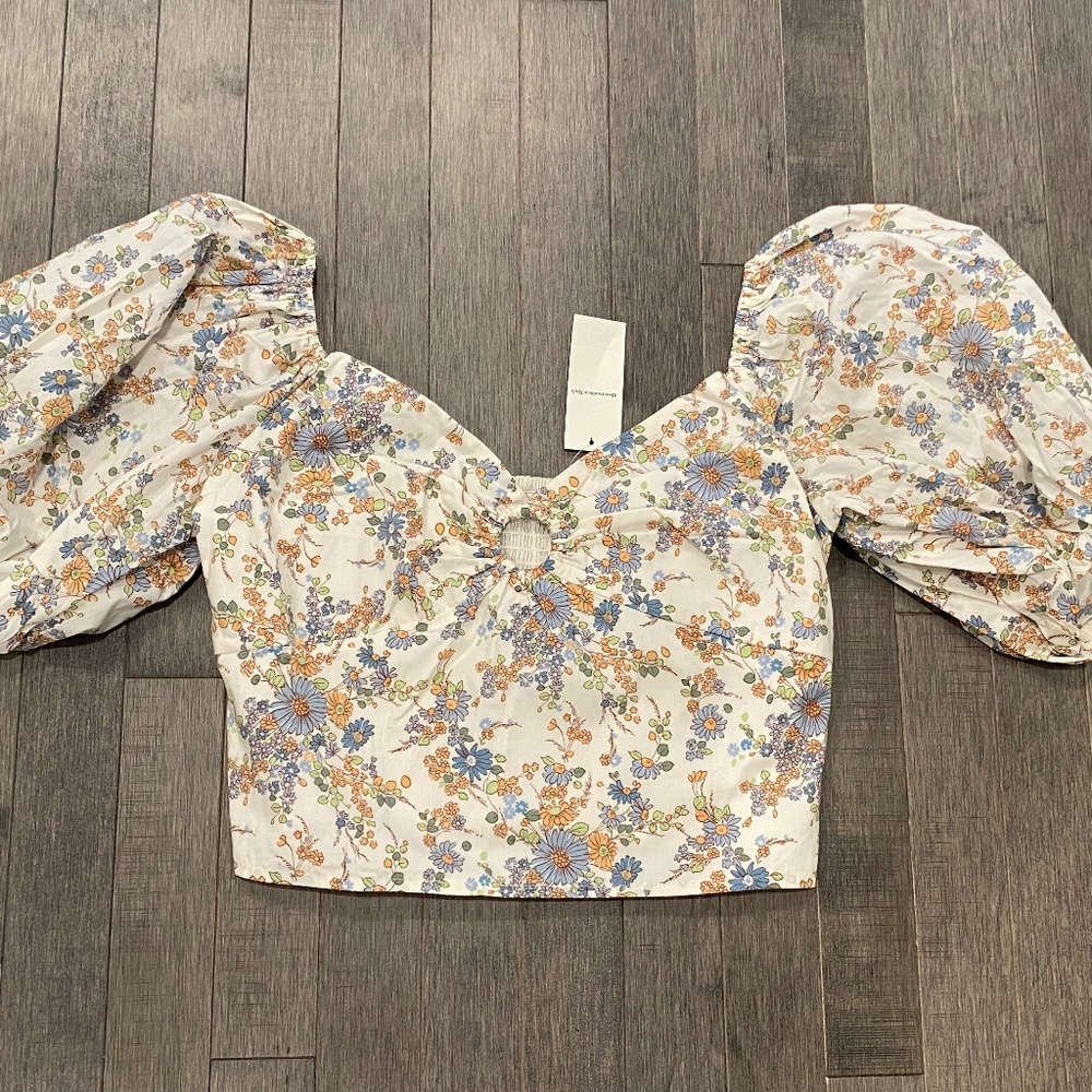NWT Abercrombie & Fitch Lined Puff Ballon Sleeve Crop Top